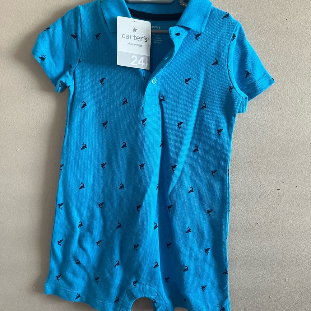 Carter's Blue Baby Romper w/Shark print